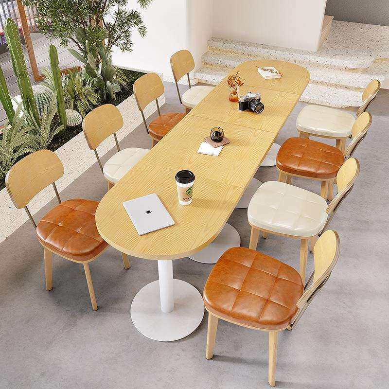 奶油风咖啡厅桌椅组合烘焙轻食书吧奶茶店椅子饮品洽谈甜品店桌子