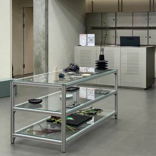 服装店中岛台工业风铝制展示架多层陈列架买手店货架置物架流水台