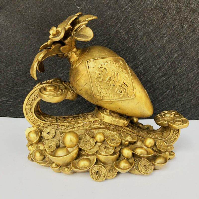 铜好彩头摆件铜如意大萝卜金钱元宝铜器铜雕工艺品