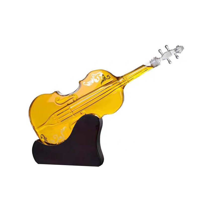 1000ml泡酒玻璃瓶 创意玻璃酒瓶办公室摆件泡酒瓶 小提琴醒酒器