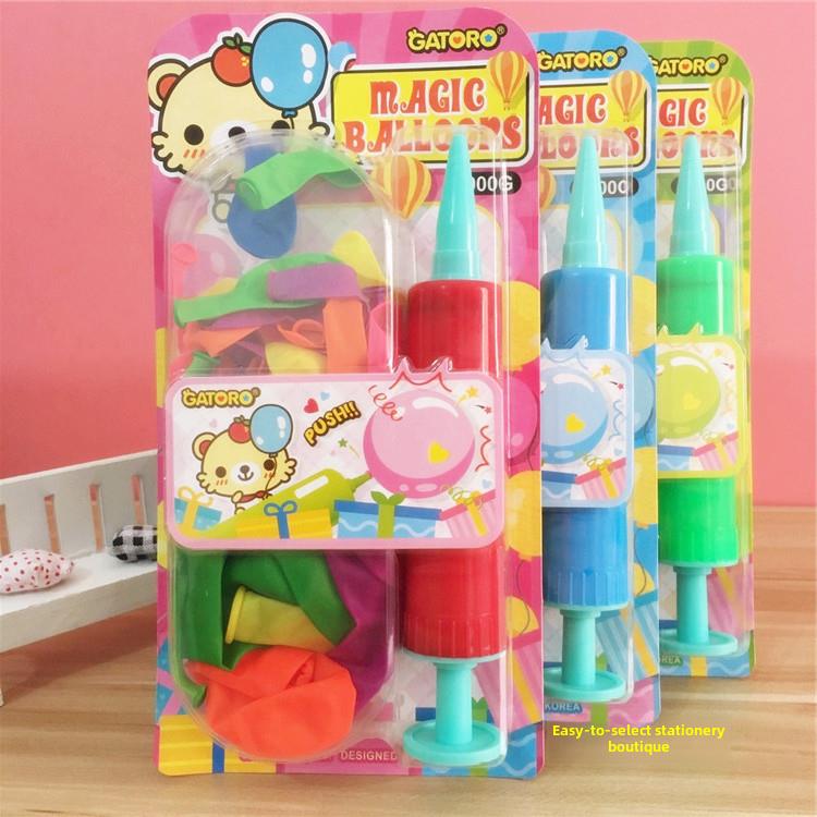 彩色气球圣诞装饰用品大小圆形幼儿园奖品儿童节日气球打气筒套装