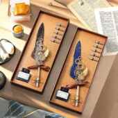 哈利波特机械羽毛笔开窗钢笔礼盒欧式 复古洒金蘸水笔创意礼品