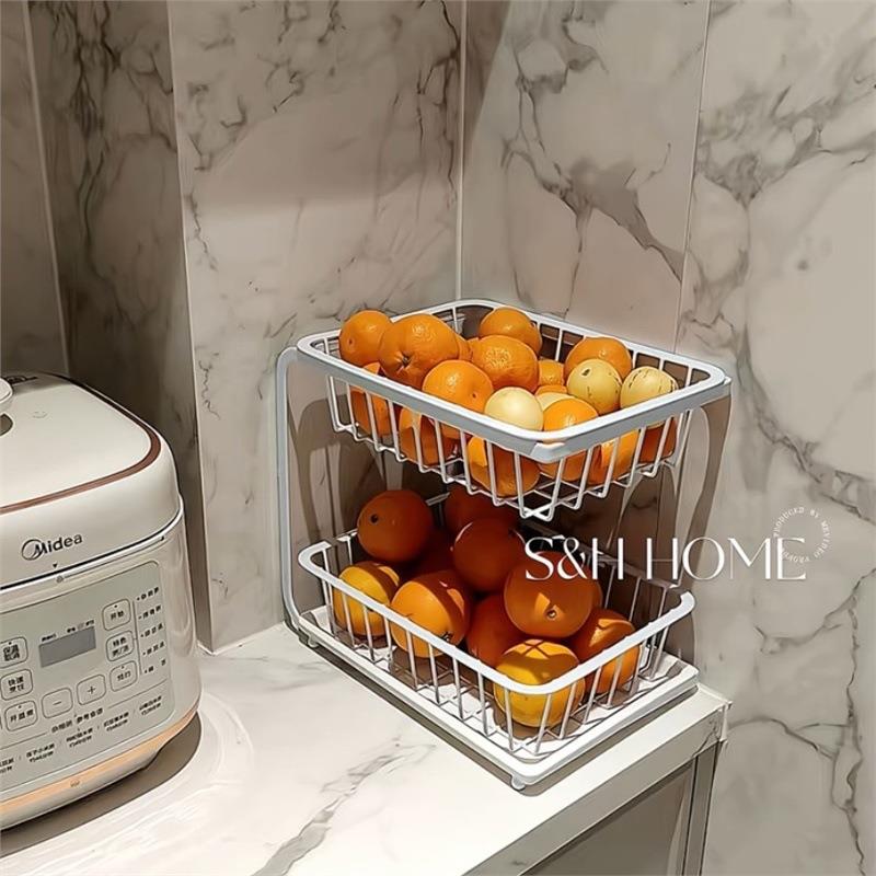 厨房置物架果蔬沥水篮杯架菜篮子家用台面葱姜蒜收纳筐洗菜沥水架