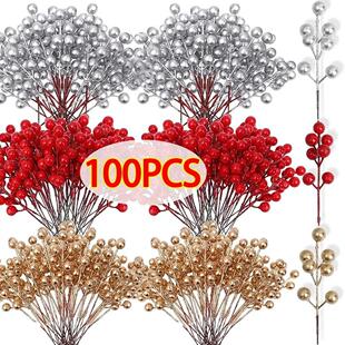 Artificial Berries Red Gold Silver Fake Berries Branch Cherr