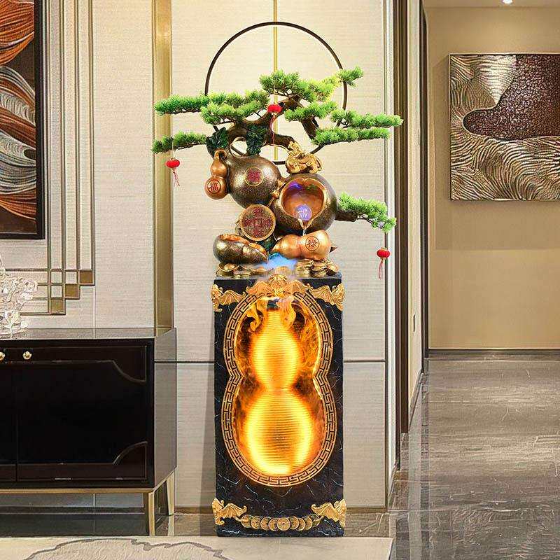 欧式假山流水喷泉造景装饰招财蛋客厅玄关加湿器水景落地景观摆件