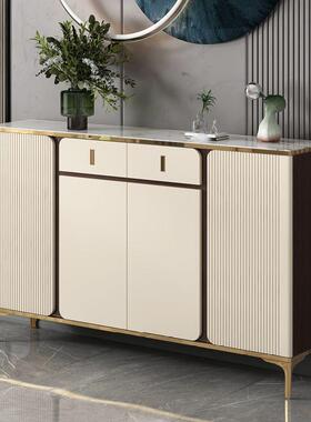 实约木轻奢岩板餐新款柜一体边靠墙现代简IWV家用储物柜小户型茶