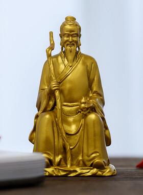 金色药王孙思邈铜像药王神像桌面小摆件雕像茶空间书房禅意装饰品