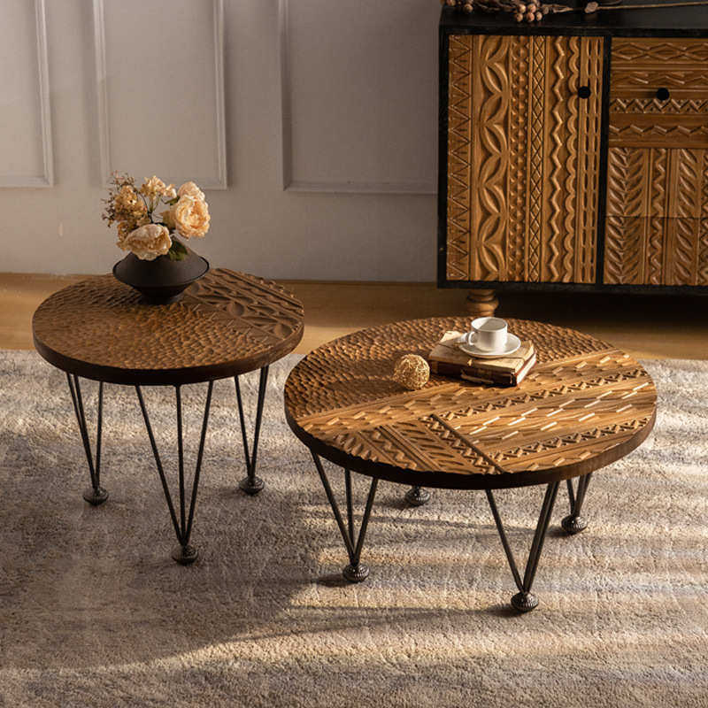 美式乡村复古咖啡店茶几小户型民宿户外小桌子阳台铁艺边角几边几