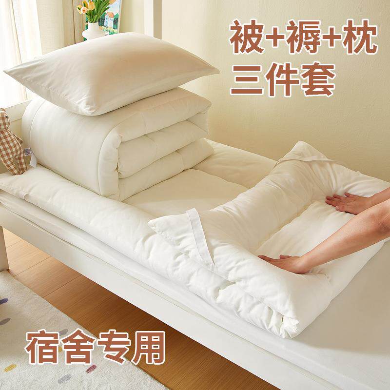 新款学生被子被芯褥子枕芯三件套宿舍寝室被单人专用褥子枕头全套
