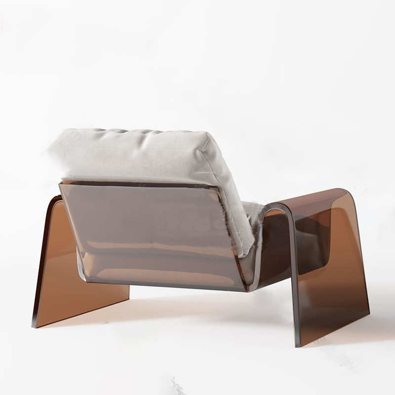 北欧设计款红茶色亚克力休闲沙发现代轻奢样板透明材料单人沙发椅