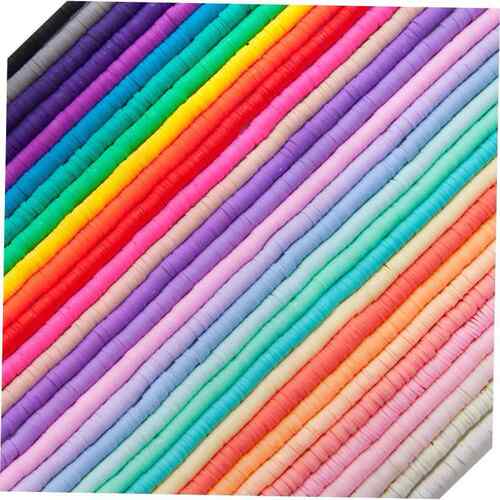 350pcs 6mm Flat Round Polymer Clay Beads, Loose Spacer
