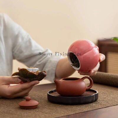 1pc Chinese Style Ceramic Peach Tea Jar Shoutao Sealed Jar
