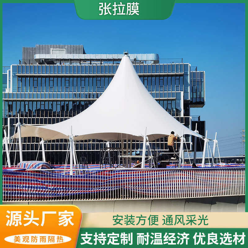 张拉膜膜结构景观棚户外操场遮阳棚防晒张拉膜景观休息区花瓣顶棚
