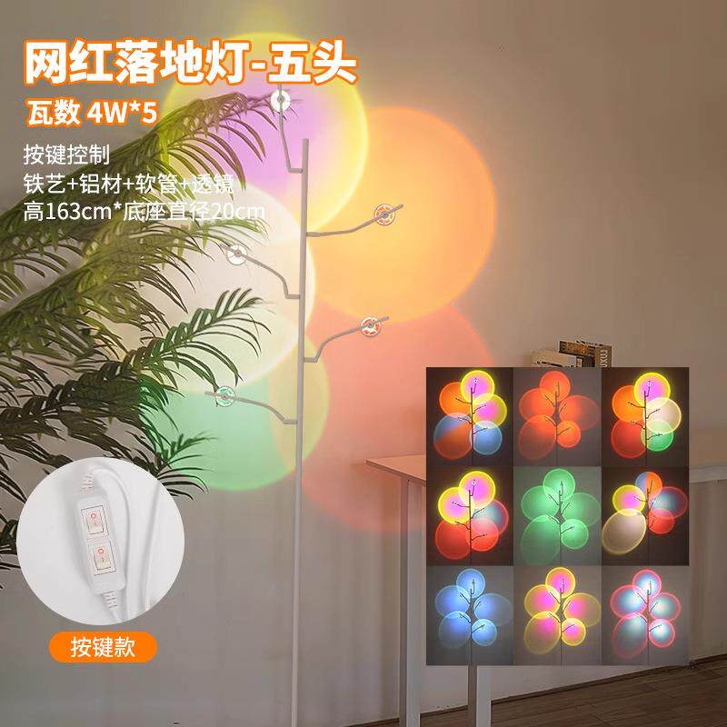 网红落地灯5头光影灯墙角落地5伏USB直播背景设计感客厅卧室氛围