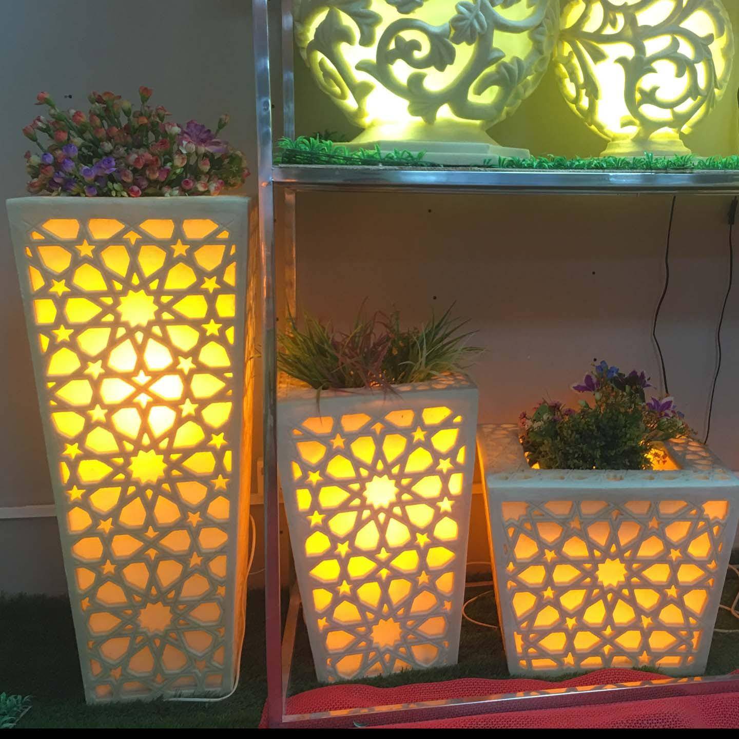 厂家花盆灯落地别墅庭院景观户外树脂园林花钵摆件门口装饰