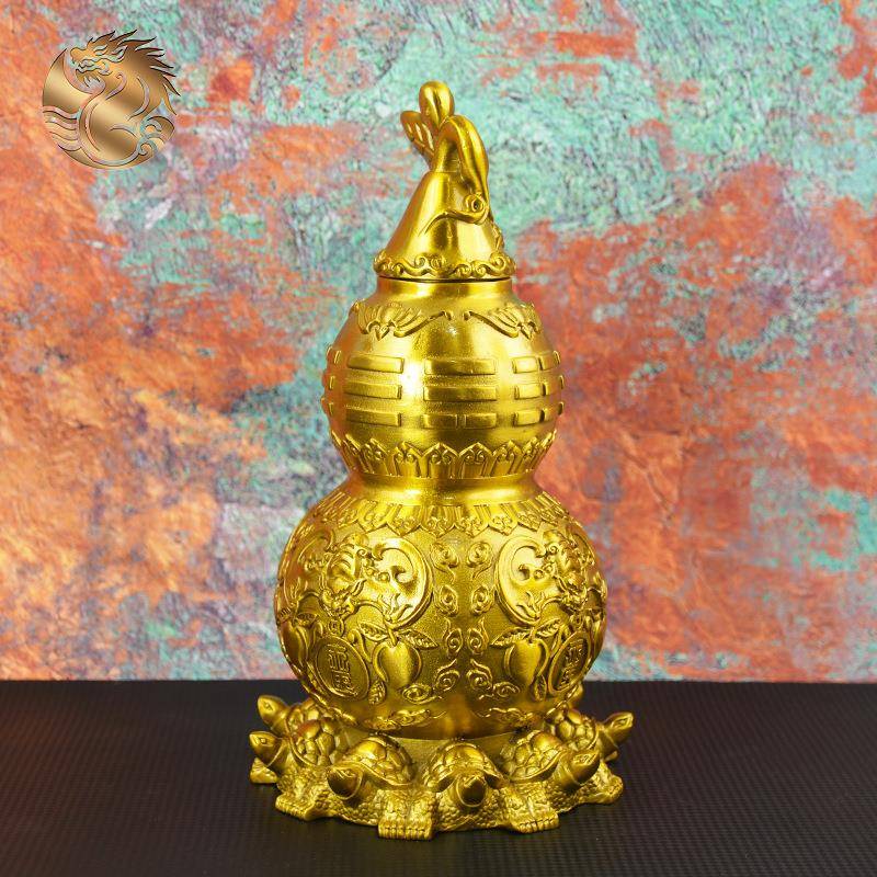 宏芦天医葫芦全黄铜八卦天医铜品葫办公室玄关达九龙龟葫芦铜器礼