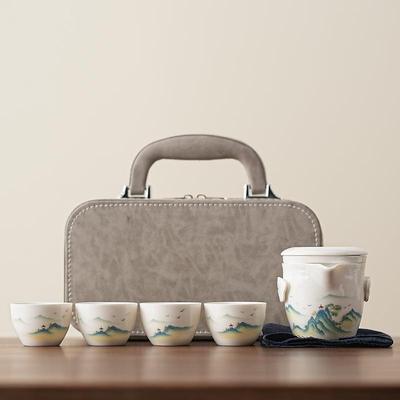 羊脂玉旅行茶具套装便携随行功夫陶瓷泡茶壶快客杯商务礼品印LOGO