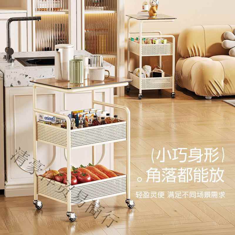 可移奶油风床沙发边动几边钢化车玻璃茶几家用简约现代小POA推置
