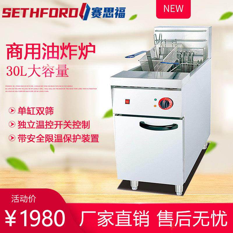 DF-26立式单缸双筛电炸炉商用双缸油炸锅控温炸薯条炸鸡炉炸串机