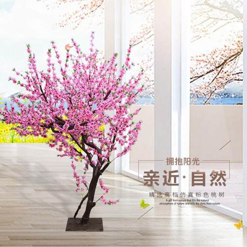 仿真桃花树公园商场新年气氛装饰仿真桃花树绢布假花 广州仿真树