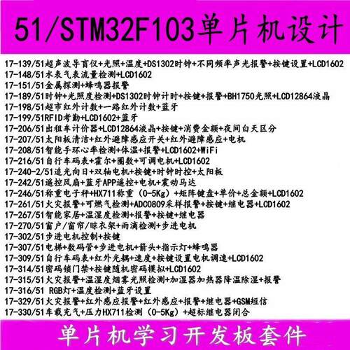 。基于51/STM32F103单片机设计嵌入式硬件开发套件成品实物组合10