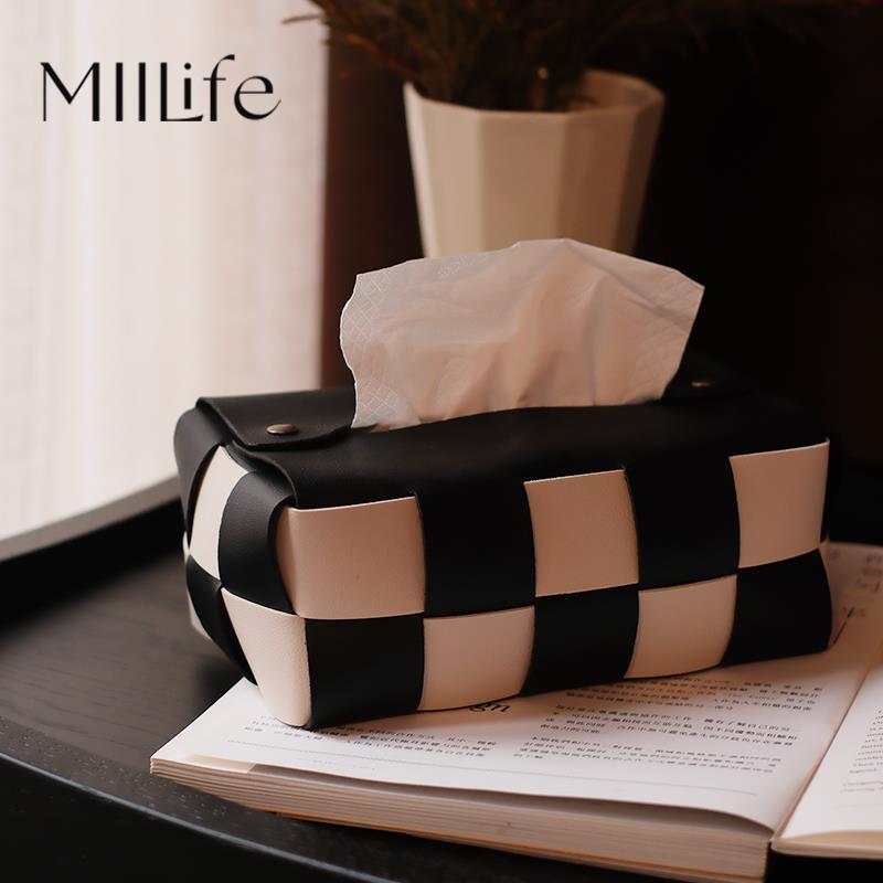 MIILife  皮革中古风纸巾盒高级感中式复古高颜值客厅抽纸盒餐桌