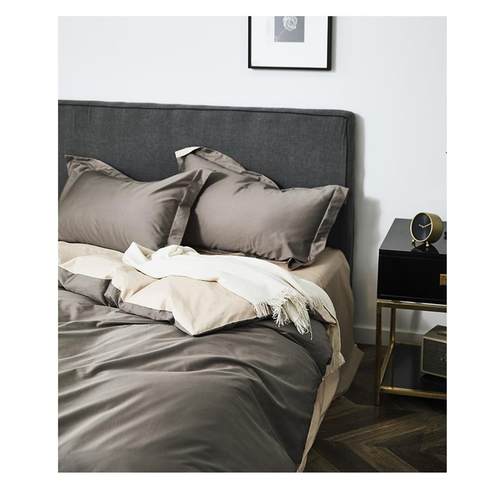 高档极简100S全棉色新疆长绒贡缎棉拼四件套 北欧轻奢纯素色床笠