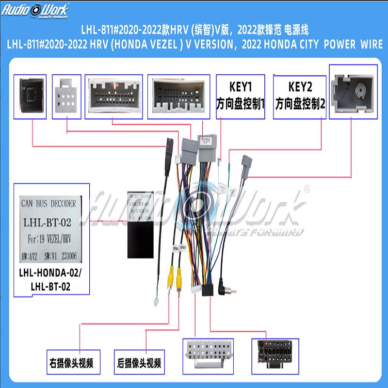 LHL-811#导航线材安卓中控大屏电源线适用2020-2022款HRV(缤智)
