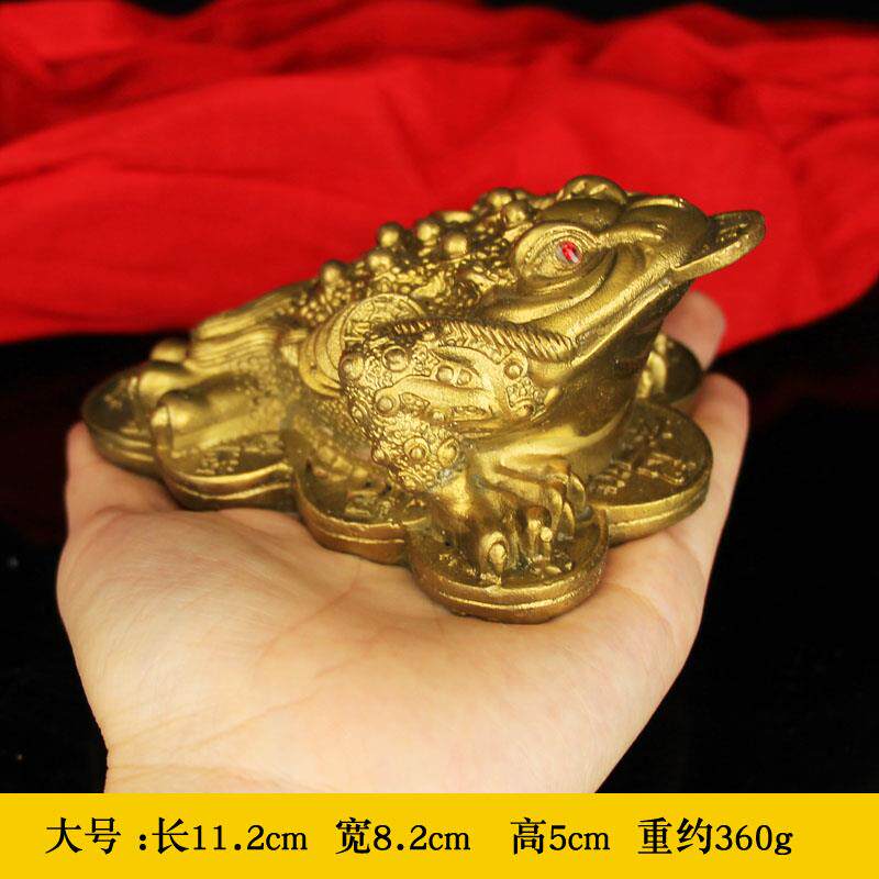 正品迷你铜腿金蟾蜍饰品聚宝盆三条腿和三条金玩蟾蜍铜金柄蝉家居
