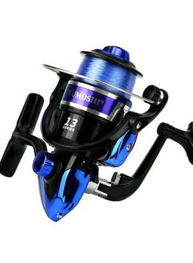 YUMOSHI 塑料头渔轮渔线轮鱼线轮海杆筏矶钓路亚渔具纺车蓝色带线