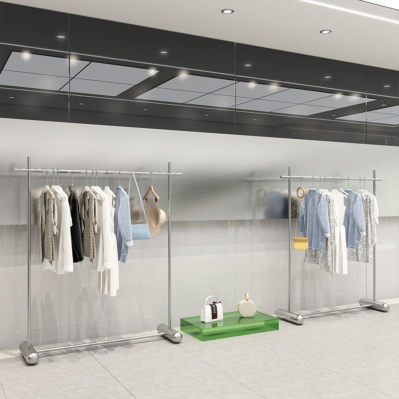 服装店展示架加粗不锈钢落地式挂衣架男女童装店中岛陈列道具货架