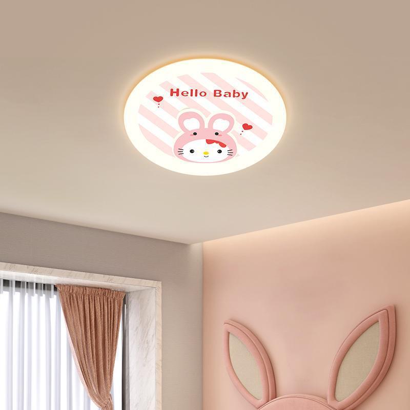 公主房吸灯孩卧室顶灯创意小粉猫卡通女可爱护动物小猫灯具眼儿童