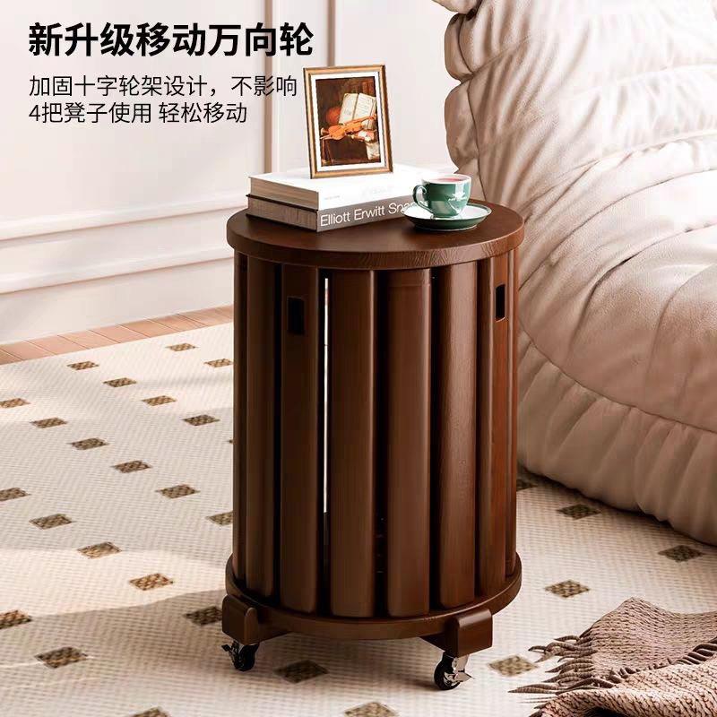 实木叠叠乐凳子家用餐凳可叠放茶几板凳备用圆凳组合移动折叠椅子