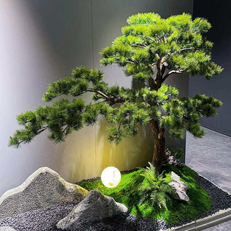 精品仿松真装树迎客彷真松树松新中式饰汉松摆件室内景观树罗假树