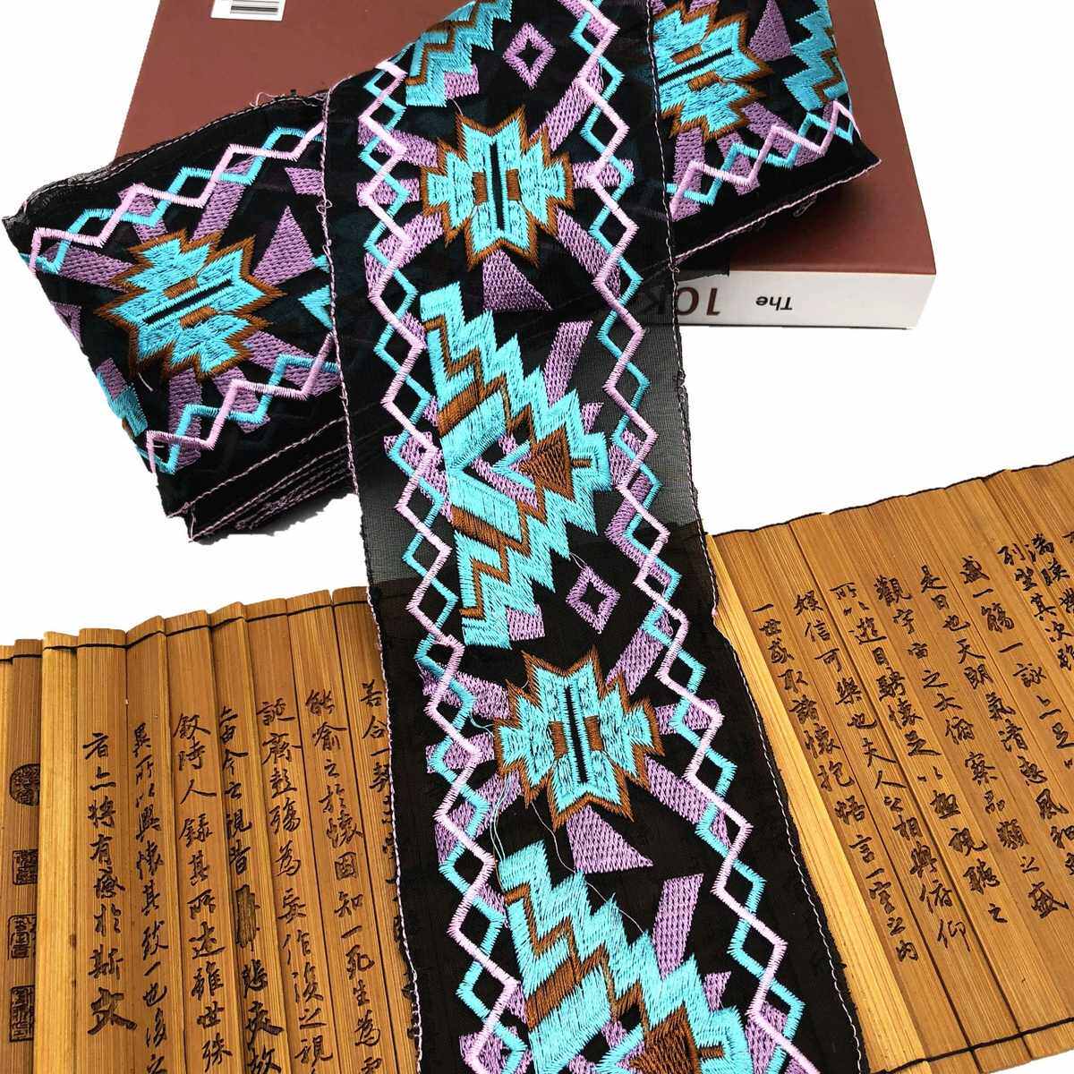 箱包织带外贸出口花边服装辅料刺绣民族花边彩色批发 条码 刺绣