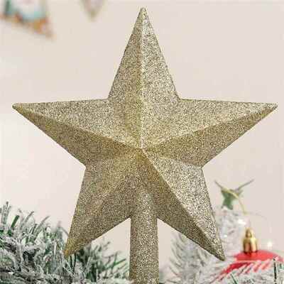 1pc Christmas tree top glitter five pointed star decoration