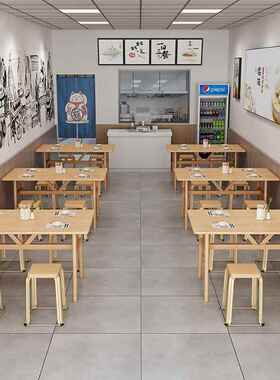 快餐店桌组CD477166椅合面馆济早餐店经型饭桌工厂食堂员工餐饮长