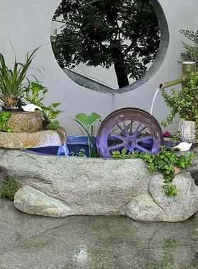 招新式户外阳台鱼池THZ摆件假山流中水喷泉财水循环造景外庭院景