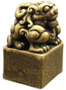 覆古怀旧铜器纯铜招财貔貅袖珍黄铜实心神兽动物方形印章客厅摆件