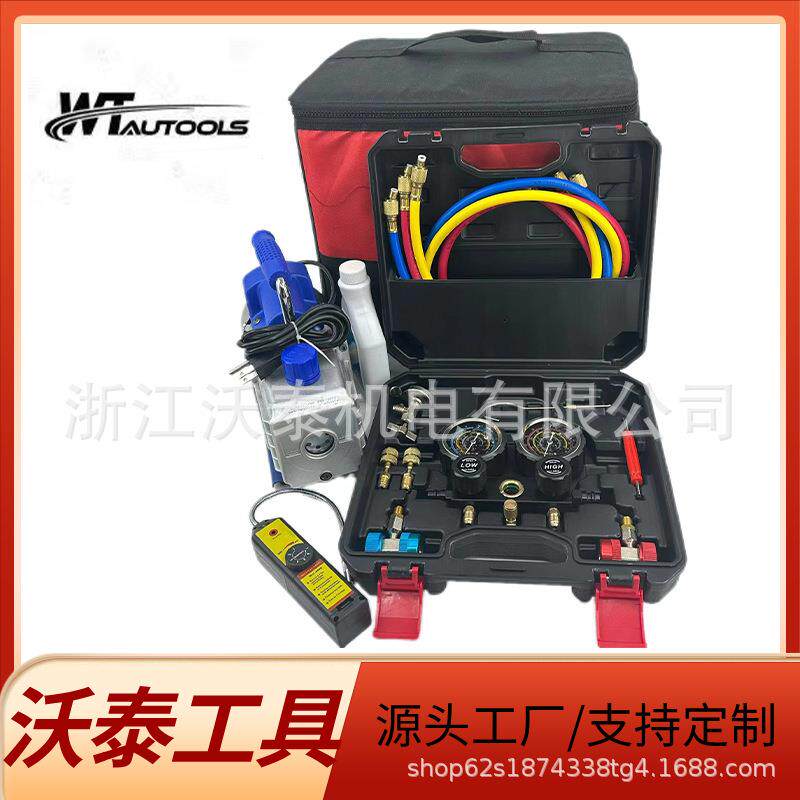 VACUUMPUMP3CFM3.5CFM4CFMR410双表阀冷媒表组强力自吸真空泵