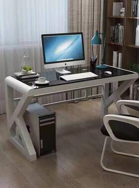 电脑桌台式AL008卧室家用书学生习桌小户型简约钢化玻电璃桌竞办