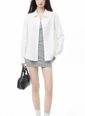 白色亚麻防晒衬衫外套女2026夏季高级感宽松长袖正肩休闲风衬衣