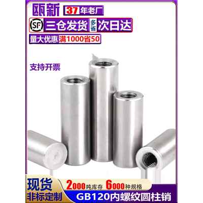 304不锈钢内螺纹圆柱销GB120定位销/销钉内牙销子钉M4M5M6-M12