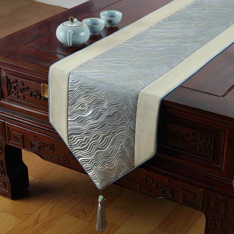 新中式轻奢桌旗茶几茶台布艺茶桌垫简约大气电视柜盖布长条布垫布