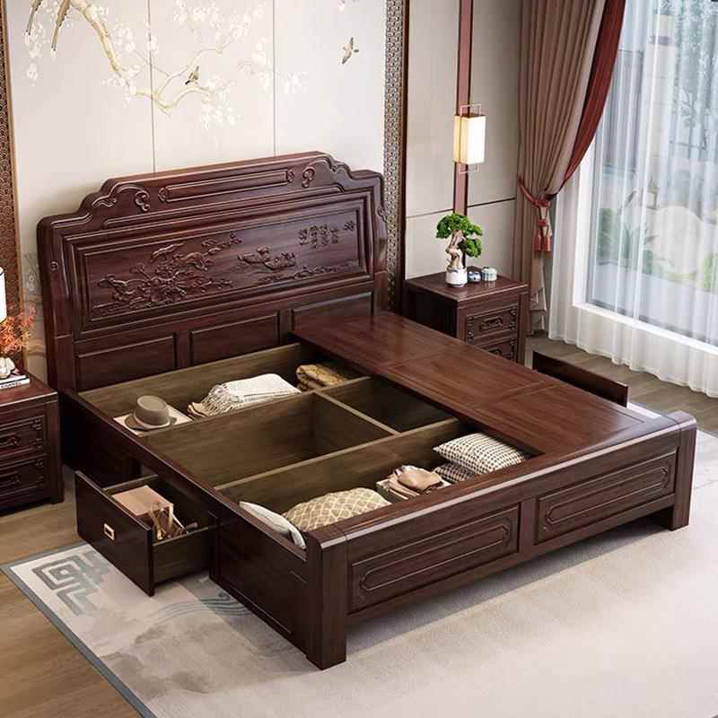 新全中式实木床1.FBZ5米印尼花梨木床主卧室双人婚明大清古典1.8
