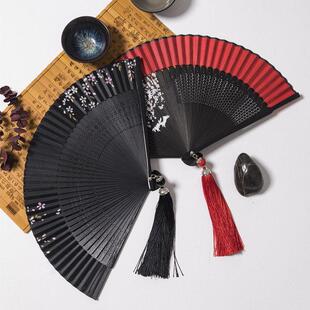 马面裙配饰扇子古风折扇女童古装汉服中国风儿童黑红旗袍新中式扇