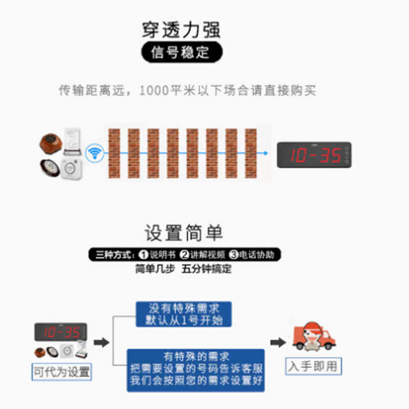 迅铃呼叫器餐厅茶楼无线服务铃房间呼叫铃系统养老院酒店棋牌室用