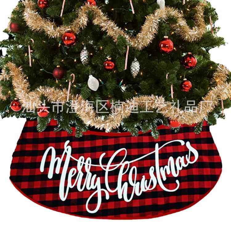 新款圣诞树裙红黑格子立体树裙项圈圣诞节装扮场景布置脚围