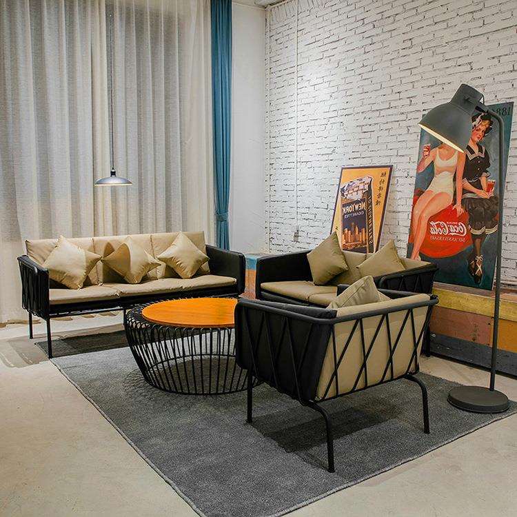 现代 工业风铁艺沙发 北欧LOFT客厅洽谈室沙发椅组合服装店沙发椅