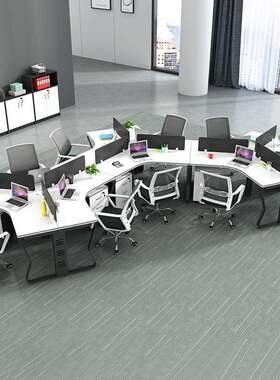 现代简约异形员三人家办公桌椅组合六人位隔断JY-Y03工钢架桌子办